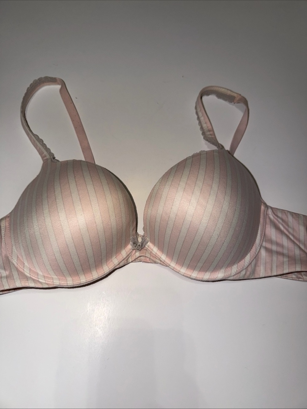 Body By VICTORIA'S SECRET VINTAGE PUSH UP BRA SMOOTH LOGO STRIPED Size 38B